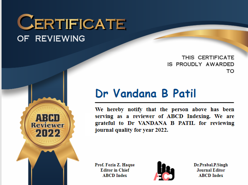 Index reviewer certificate